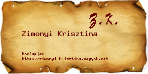 Zimonyi Krisztina névjegykártya